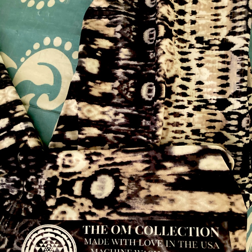 Om bell bottom yoga pants.